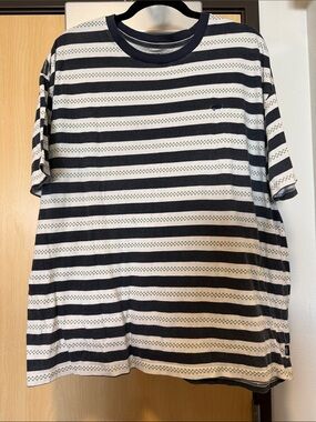 Vans Navy and White Striped Crew Neck Tee